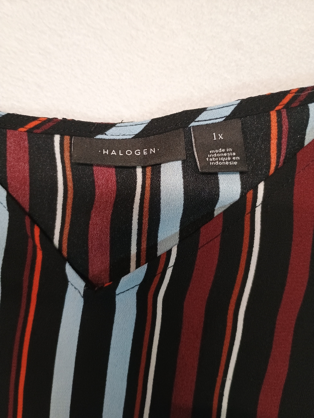Halogen Women's Striped Spaghetti Strap Cami Top - Black, Light Blue & Rust - Picture 2 of 8